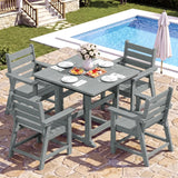 HDPE Outdoor Dining Set, Patio Dining Set of 5, Gray