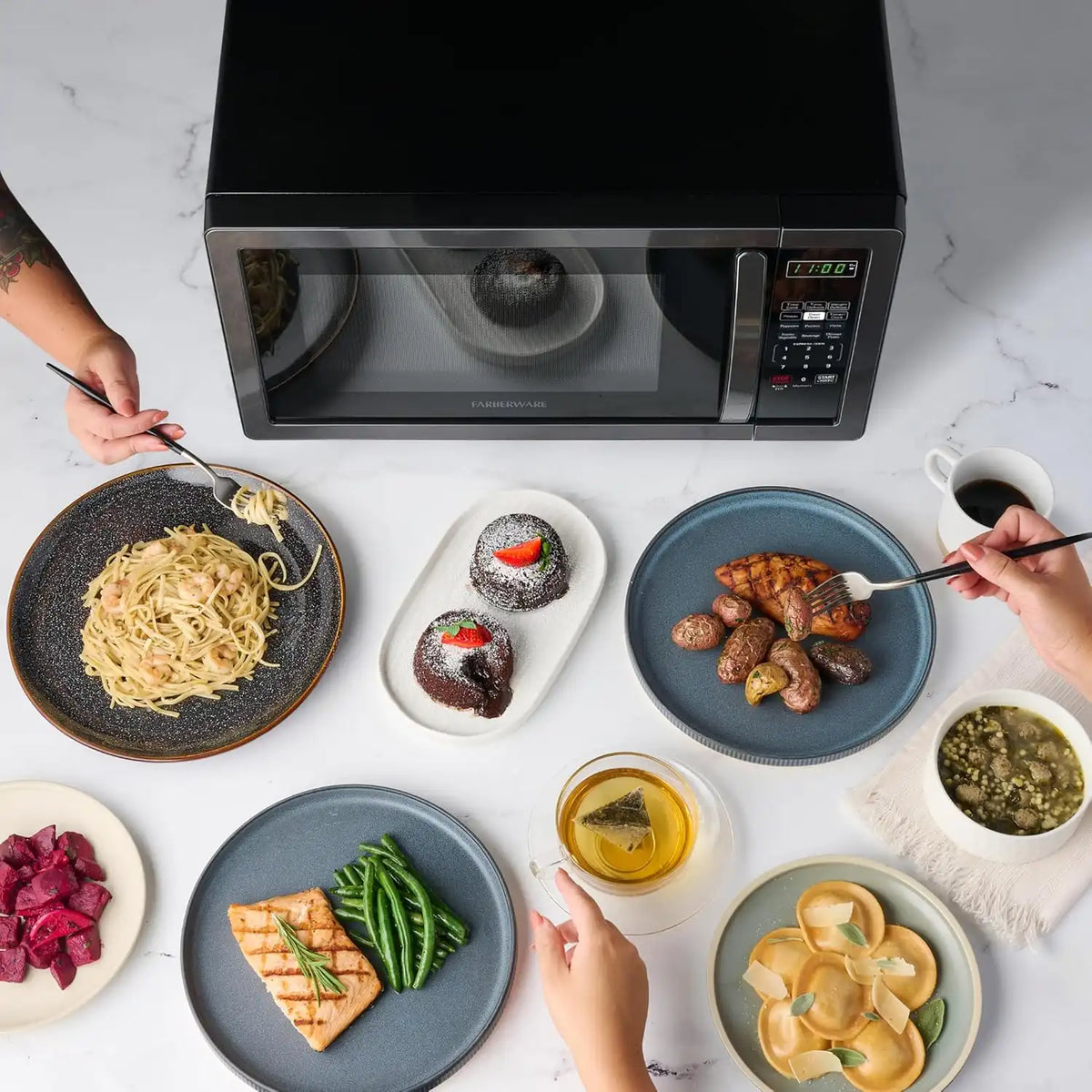 Countertop Microwave Oven, 1.1 cu. ft.1000 Watts, Black Stainless Steel