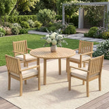 Wisteria Lane 5-Pieces Acacia Patio Table and Chairs Set for 4, Outdoor Dining Set with Table, Modern Patio Table Set with Cushion, Patio Furniture Set for Backyard Deck Garden Porch, Brown
