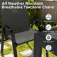 Pamapic Outdoor Dining Sets for 6, Rectangular Steel Slat Table with 6 Textilene Chairs, 7 Piece Patio Table and Chairs Set with Umbrella Hole for Patio, Backyard, Poolside (Black, No Umbrella)