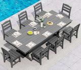 SERWALL 9Pcs 84" HDPE Outdoor Dining Set for 8 with Armless Chairs,Gray