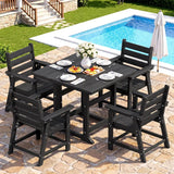 HDPE Outdoor Dining Set, Patio Dining Set of 5, Black