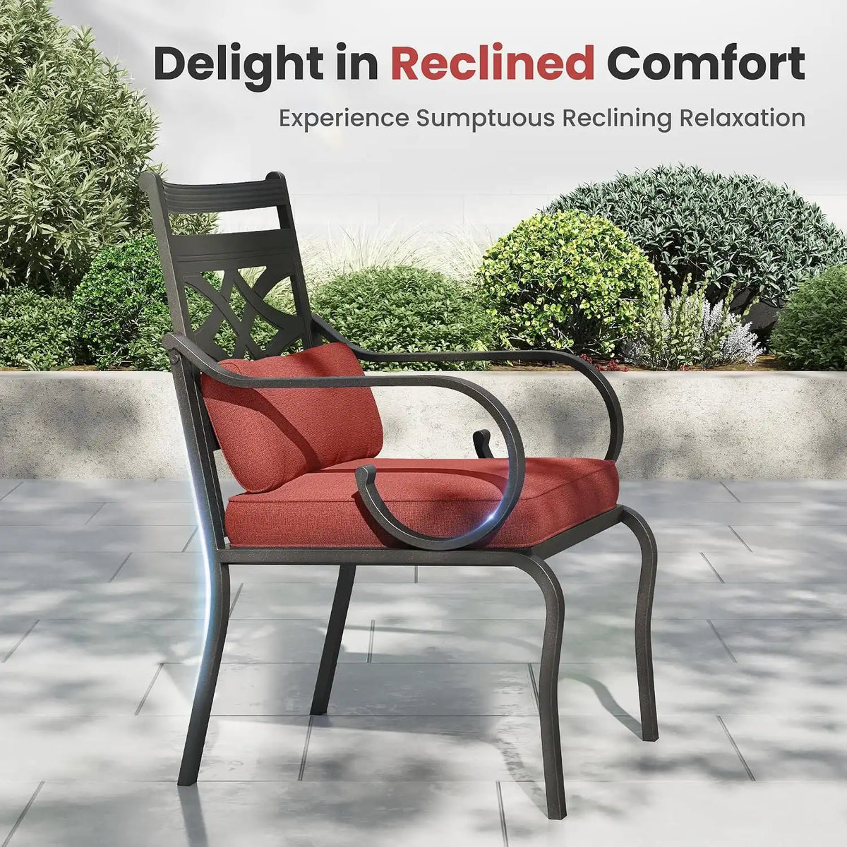 PHI VILLA Patio Dining Set, Round Metal Table