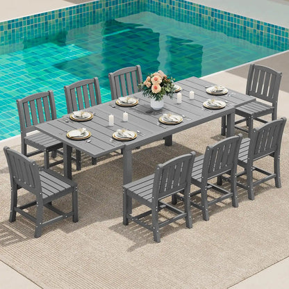 SERWALL Outdoor Patio Dining Set for 8, Grey