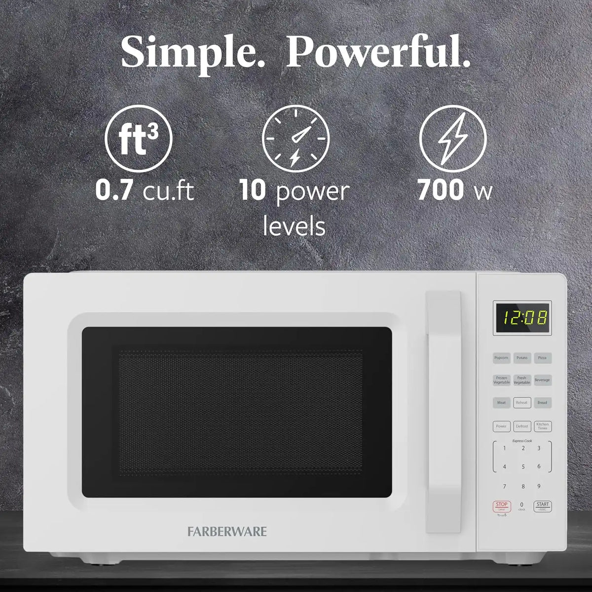 Farberware Countertop Microwave Oven, 0.7 cu. ft., 700 Watts, White
