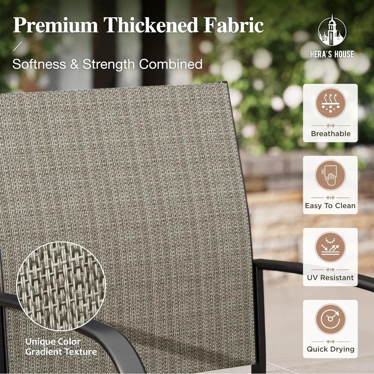 HERA'S HOUSE 9pc Outdoor Patio Dining Set for 8, Textilene Chairs, Brown