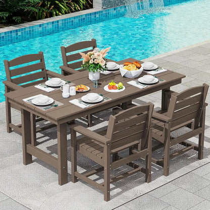 SERWALL 5 Pcs HDPE Patio Dining Set, Outdoor Dining Set for 4, Coffee