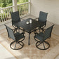 SUNCROWN 5-Piece Outdoor Patio Dining Set, All Weather Square Metal Table & 4 Dark Gray Swivel Textilene Mesh Chairs, Weather Resistant Patio Furniture for Deck Lawn Garden Backyard Poolside