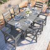 THOEOE Outdoor Dining Set for 6, 70 inch Patio Table and Chairs set, HDPE