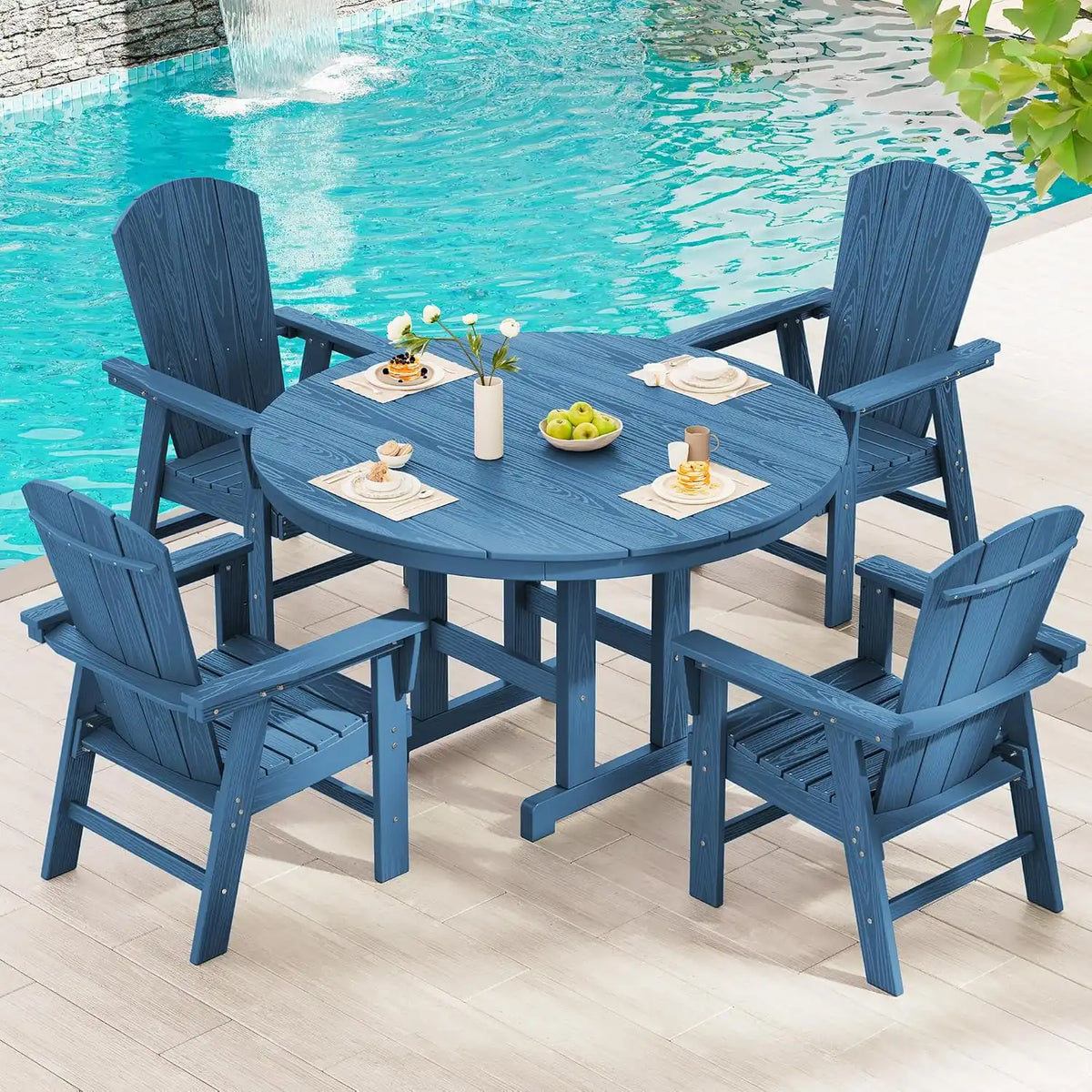 SERWALL Outdoor Adirondack Dining Chair Set of 2, All Weather HDPE, Navy