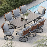 Grand patio 9-Pc Outdoor Swivel Dining Set, 8 Gray Chairs + Table, Black