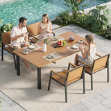 LazySunsets Outdoor Dining Set with Umbrella Hole (Gray/Teak, 5 Piece)