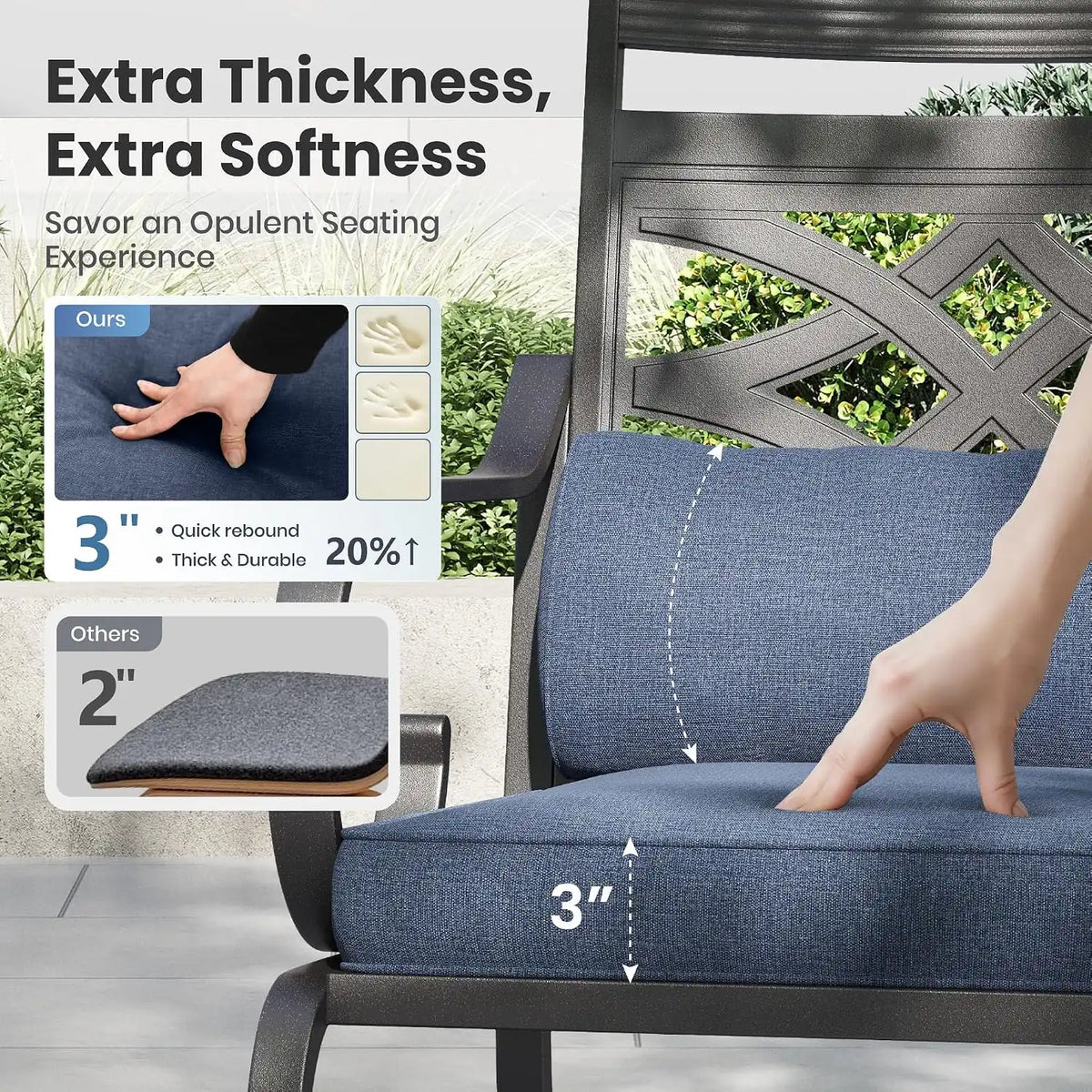 PHI VILLA Patio Dining Set, Round Metal Table