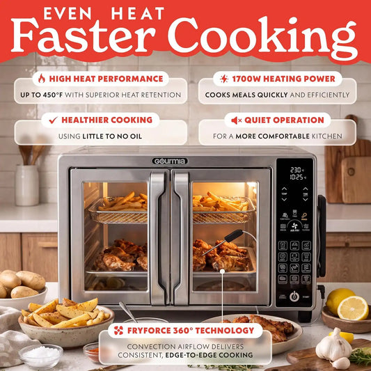 Gourmia Toaster Oven - 6-Slice Capacity, Temperature Probe, Stainless Steel