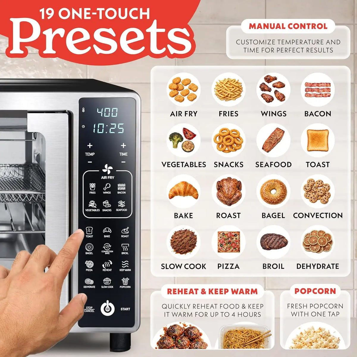 Gourmia Toaster Oven - 6-Slice Capacity, Digital Display, Stainless Steel