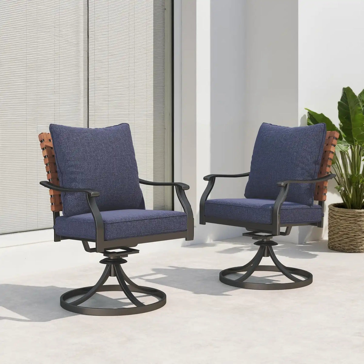 Grand patio 2-Pc Outdoor Swivel Dining Set, 2 Chairs, Blue