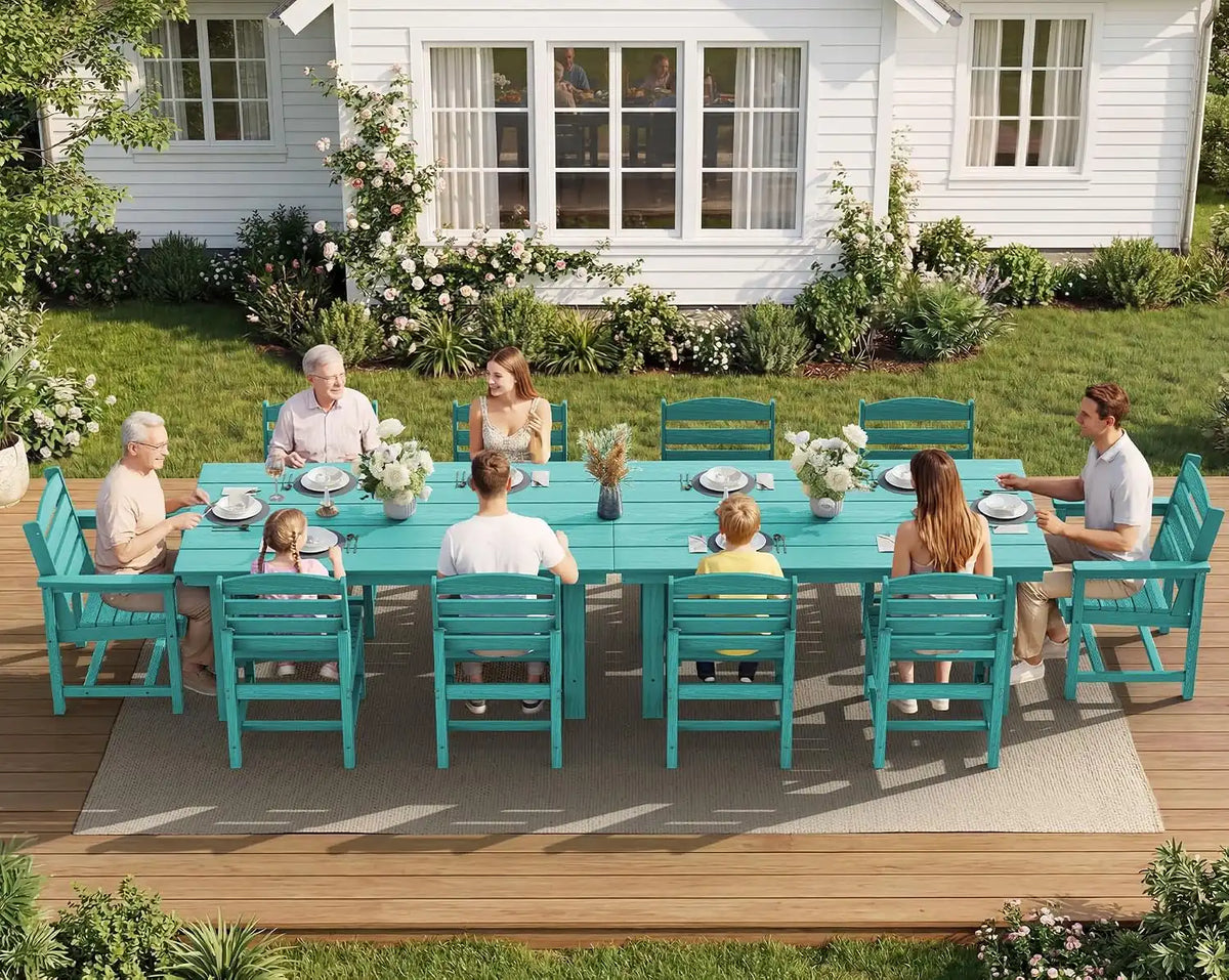 SERWALL HDPE Outdoor Dining Furniture, Outdoor Dining Set for 10, Aruba