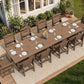 SERWALL Armless Outdoor Dining Set, Patio Dining Set for 6, Brown