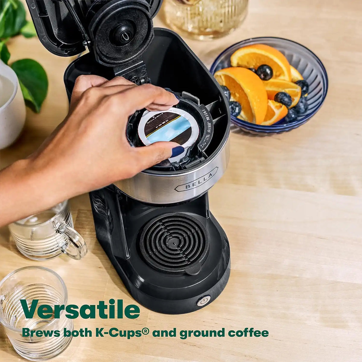 bella Dual Brew Single Serve Coffee Maker, Black