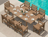 SERWALL HDPE and Aluminum Outdoor Dining Set for 8, Brown