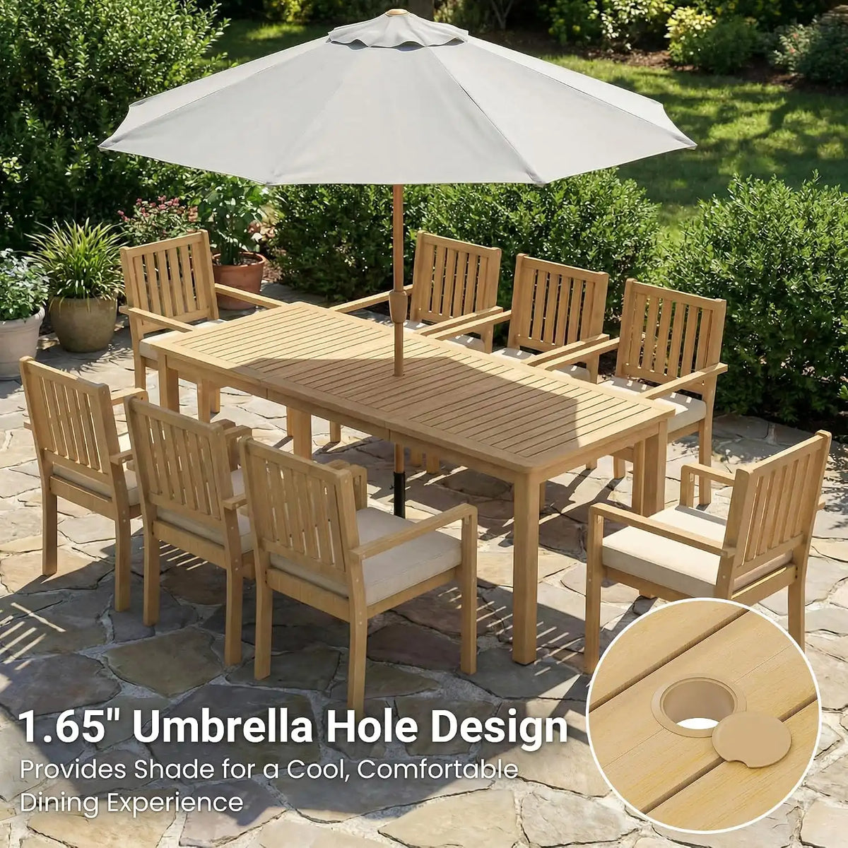 Wisteria Lane 7-Pieces Acacia Outdoor Patio Dining Table and Chairs for 6