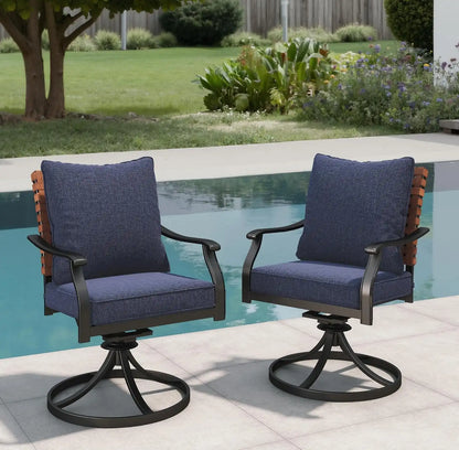 Grand patio 2-Pc Outdoor Swivel Dining Set, 2 Chairs, Blue