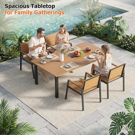 LazySunsets Outdoor Dining Set with Umbrella Hole (Gray/Teak, 5 Piece)