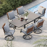 Grand patio 7-Pc Outdoor Swivel Dining Set, 6 Gray Chairs + Table, Black