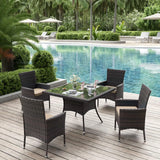 5Pcs Patio Dining Set All-Weather Wicker Outdoor Table and Chairs Set