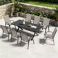 9 PCS Outdoor Patio Dining Set,Patio Table and Chairs Metal Outdoor Patio Furniture Set with Umbrella Hole,Dining Table Set with 8 Teslin Chairs for Deck,Backyard and Garden