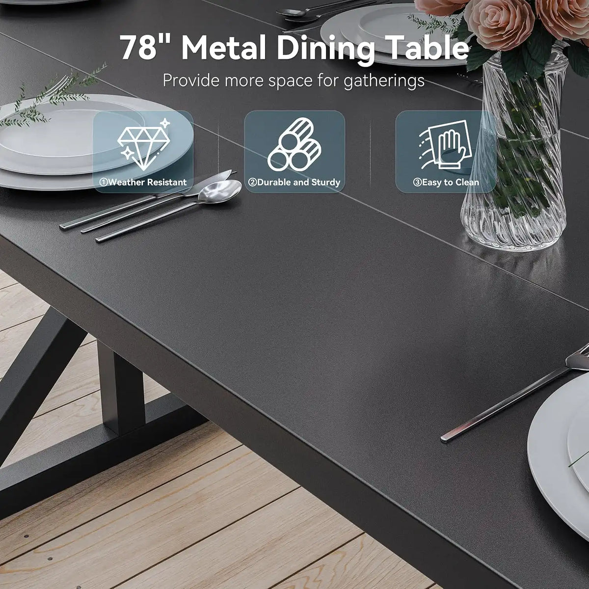 ALAULM 9-Piece Patio Dining Set,Outdoor Metal Dining Set with 8 Swivel Chairs & Rectangle Table with 1.5 Umbrella Hole, Patio Dining Table and Chairs for Backyard,Navy