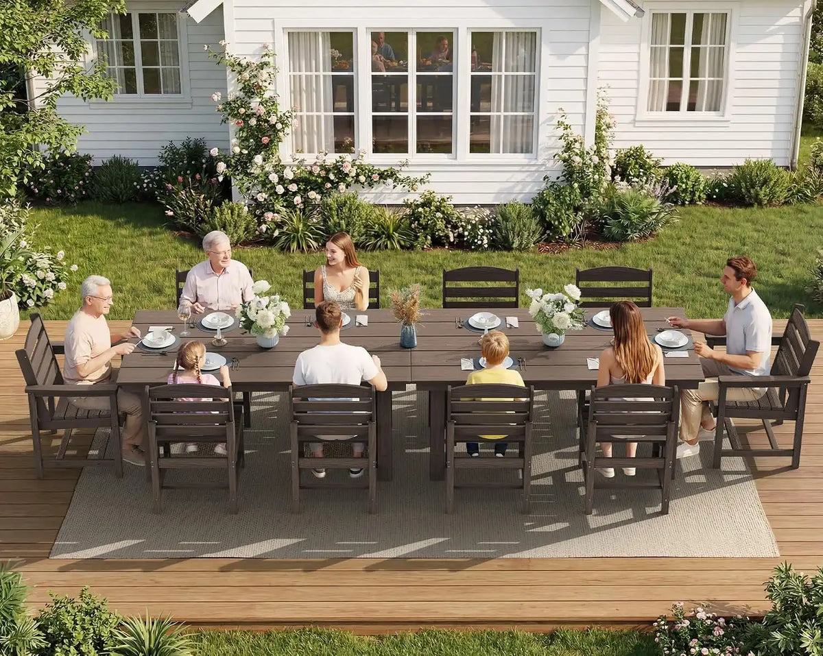 SERWALL Armless Outdoor Dining Set, Patio Dining Set for 6, Coffee