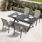 5 PCS Outdoor Patio Dining Set,Patio Table and Chairs Metal Outdoor Patio Furniture Set with Umbrella Hole,Dining Table Set with 4 Teslin Chairs for Deck,Backyard and Garden