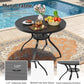 SUNCROWN 6-Piece Outdoor Dining Set, All Weather Patio Furniture Sets with 4 Dark Blue Swivel Textilene Mesh Chairs & Round Metal Table & 1 Light Blue 9Ft Umbrella for Deck Garden Backyard Poolside