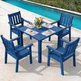 YEFU Patio Table Set for 4, All-Weather HIPS, Metal Aluminum Frame, Blue