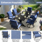ALAULM 7-Piece Patio Dining Set,Outdoor Metal Dining Set with 6 Swivel Chairs & Rectangle Table with 1.5 Umbrella Hole, Patio Dining Table and Chairs for Backyard,Navy