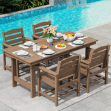 SERWALL 5 Pcs HDPE Patio Dining Set, Outdoor Dining Set for 4, Brown