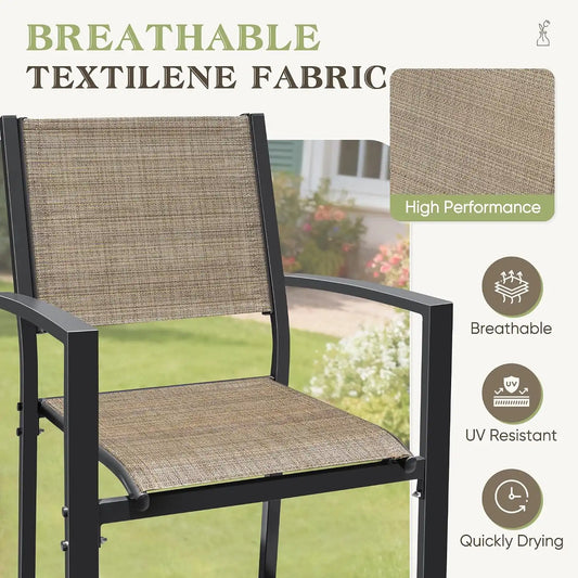 Greesum Patio Dining Set 7 Piece, Outdoor Furniture Textilene Chairs with Large Table, Comfortable for Porch, Pool, Garden, Brown