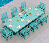 SERWALL 9Pcs HDPE Outdoor Dining Set w/6 Armless, 2 Armchairs for 8, Aruba