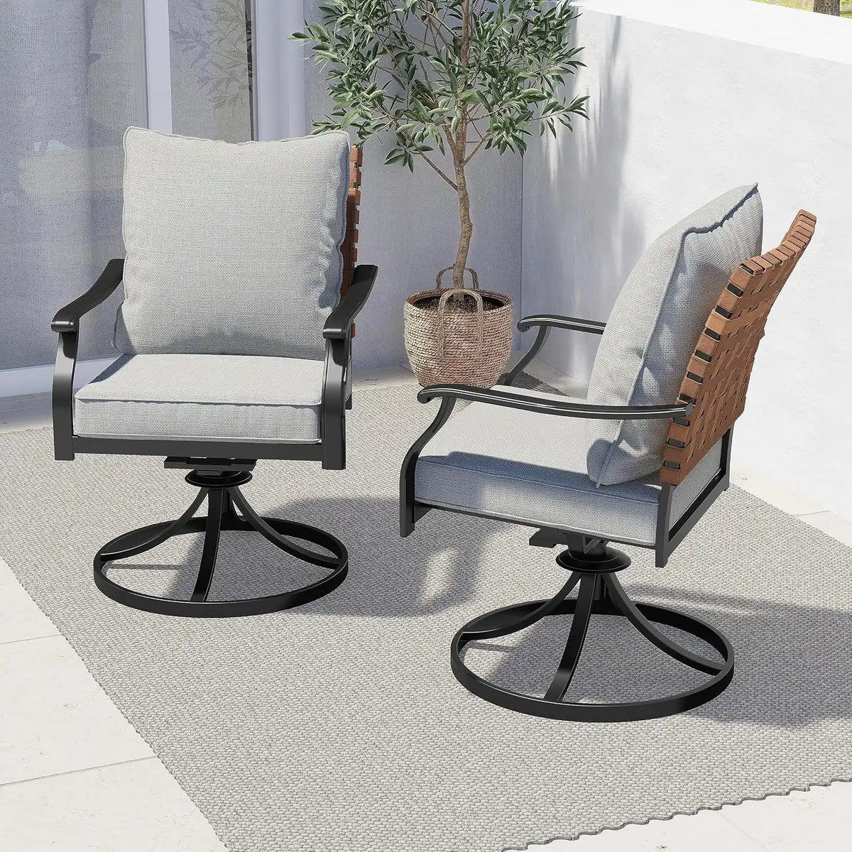 Grand patio 2-Pc Outdoor Swivel Dining Set, 2 Chairs, Gray