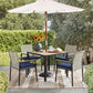 5 PCS Acacia Wood Patio Dining Set, Grey & Blue
