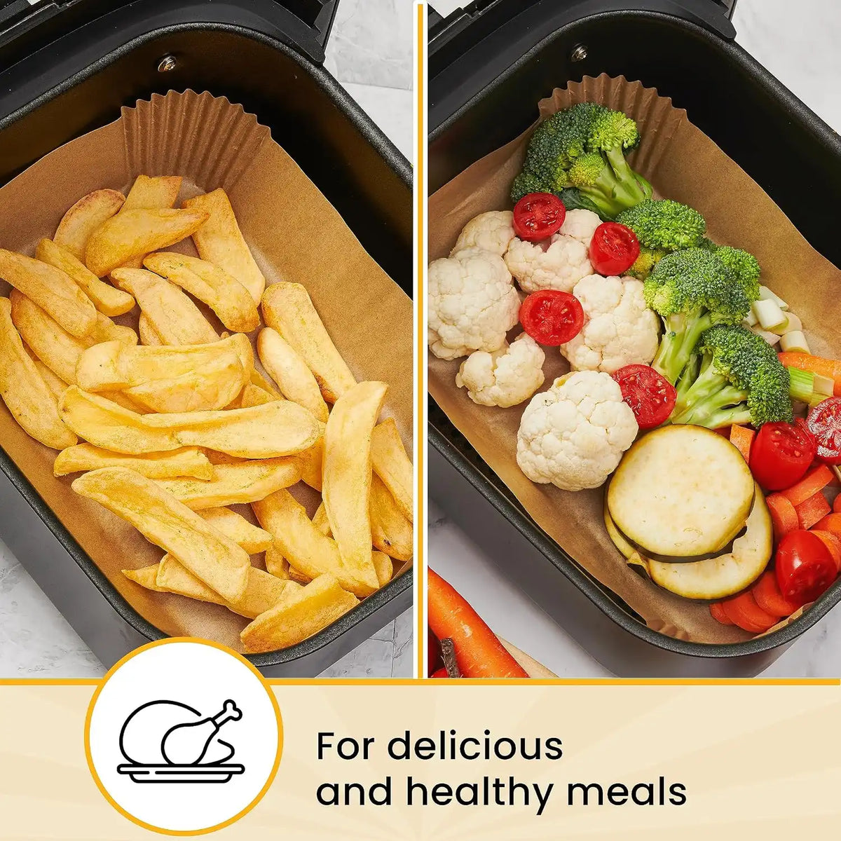 Rectangular Air Fryer Liners Disposable, 125 Pcs Parchment for Dual Baskets